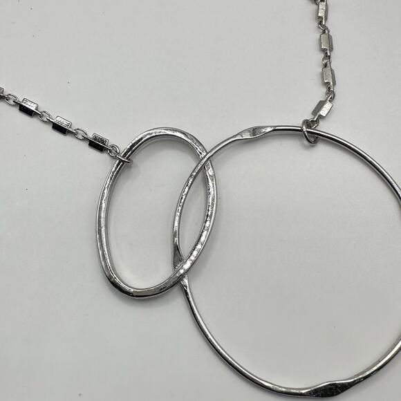 Chico's Silver tone Chain Necklace double overlapping triple circle modern - Picture 2 of 7